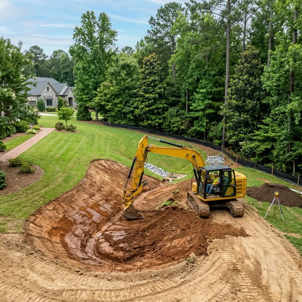 Properly graded land designed to improve drainage and water flow