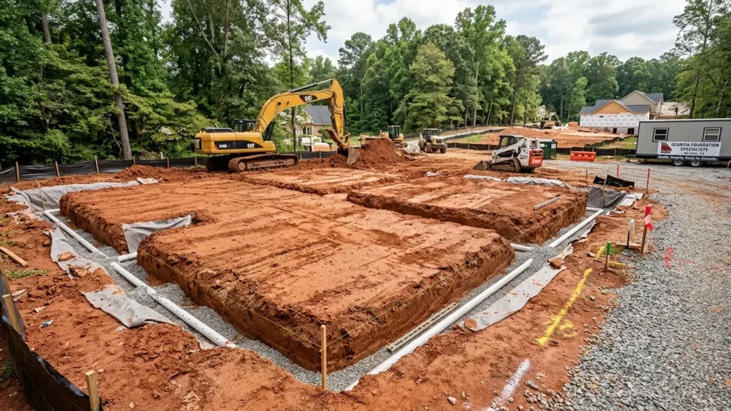 Foundation excavation services in Marietta GA with drainage preparation