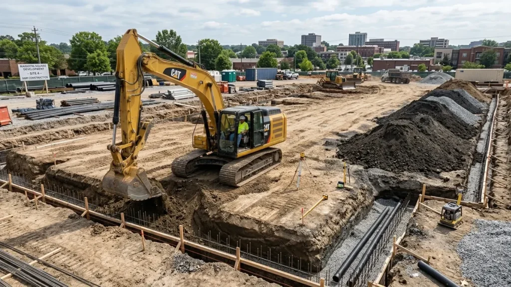 Foundation excavation services in Marietta GA with grading and soil preparation